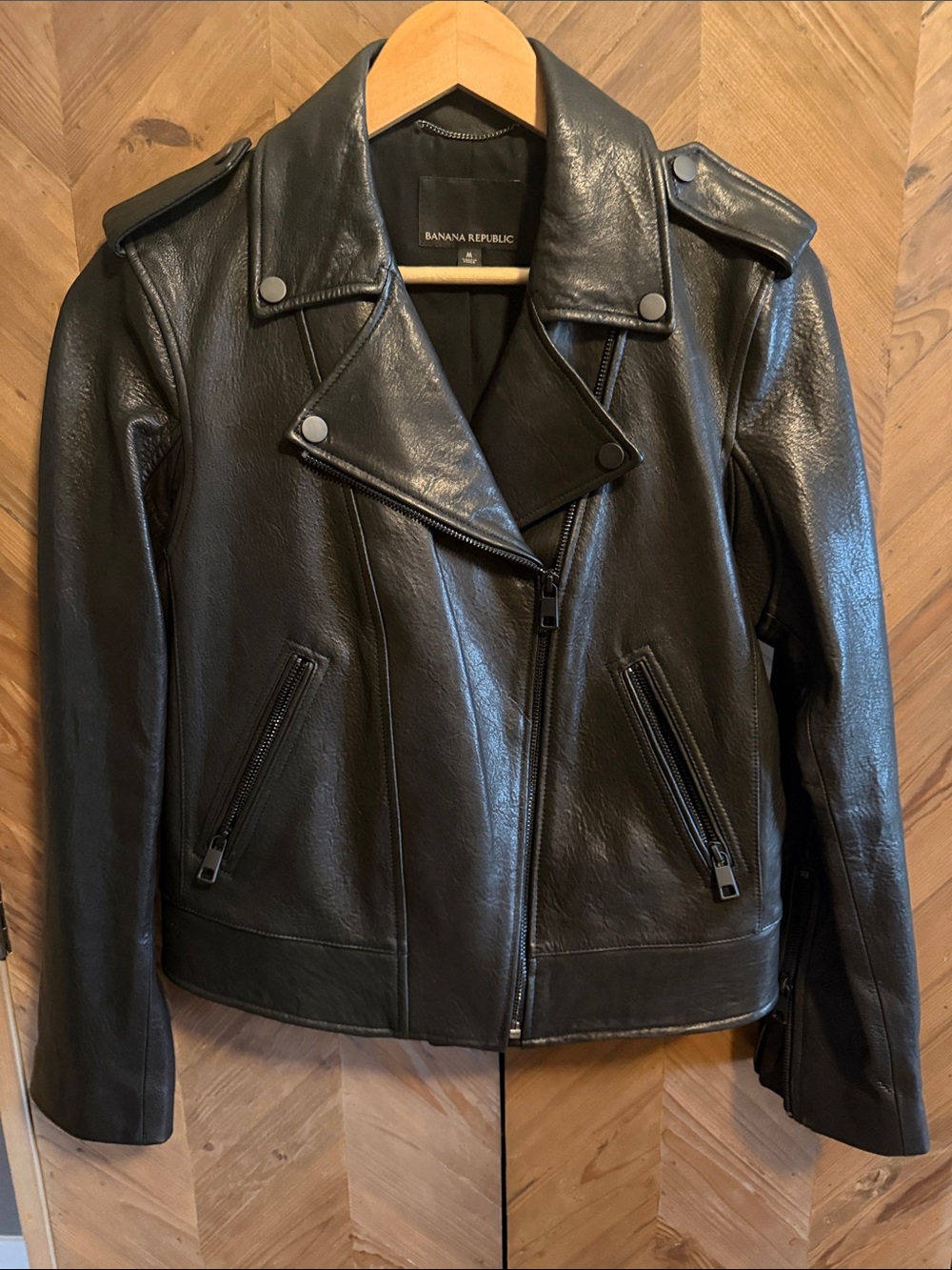 Banana Republic Black Leather Asymmetric Moto Jacket